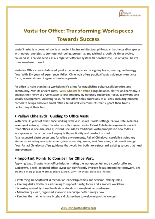 Vastu for Office Transforming Workspaces Towards Success