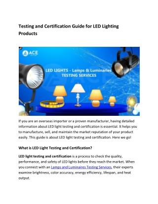 Testing and Certification Guide for LED Lighting Products