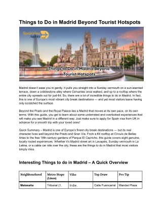 Best Things to do in Madrid for First Time Visitors