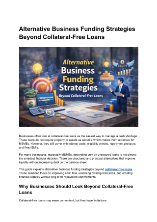 Alternative Business Funding Strategies Beyond Collateral-Free Loans
