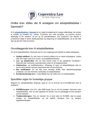 Hvilke krav stilles der til ansøgere om arbejdstilladelse i Danmark