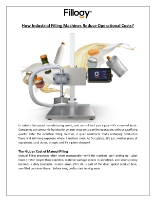 Filling Evolution GmbH - How Industrial Filling Machines Reduce Operational Costs
