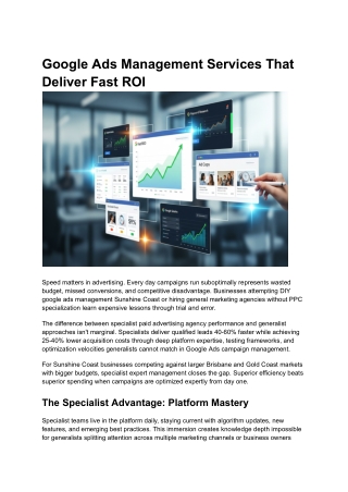 Google Ads Management Services That Deliver Fast ROI