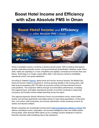 Boost Hotel Income and Efficiency with eZee Absolute PMS in Oman