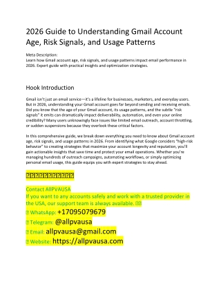 2026 Guide to Understanding Gmail Account Age, Risk Signals, and Usage Patterns