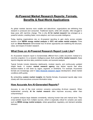 AI-Powered Market Research Reports - Formats, Benefits & Real-World Applications