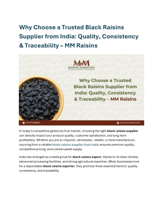 Why Choose a Trusted Black Raisins Supplier from India Quali