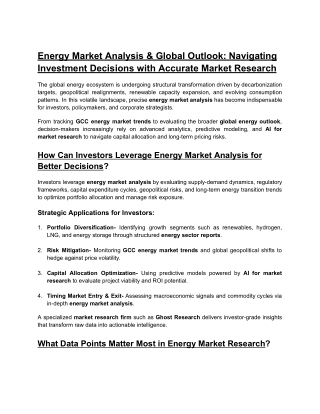 Energy Market Analysis & Global Outlook_ Navigating Investment Decisions with Accurate Market Research