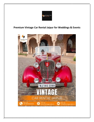 Vintage Car Rental Jaipur for Weddings & Special Events