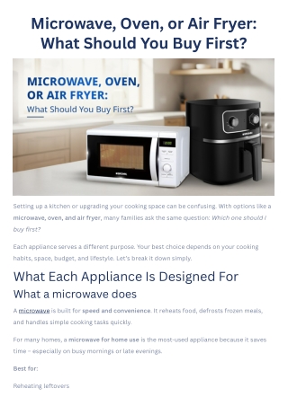 Best Kitchen Appliance Guide: Microwave, Oven or Air Fryer?