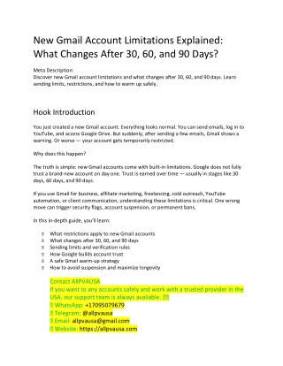 New Gmail Account Limitations Explained What Changes After 30, 60, and 90 Days