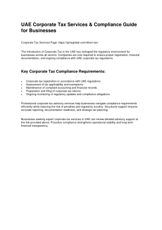 AJMS Corporate Tax UAE Compliance Guide