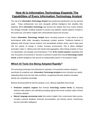 How AI in Information Technology Expands The Capabilities of Every Information Technology Analyst
