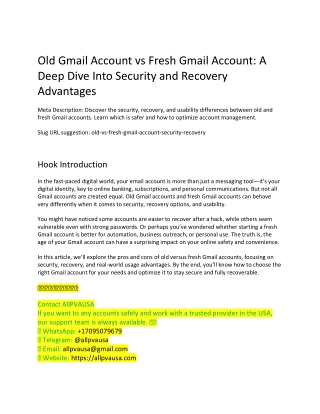 Old Gmail Account vs Fresh Gmail Account A Deep Dive Into Security and Recovery Advantages