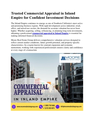 Trusted Commercial Appraisal in Inland Empire for Confident Investment Decisions