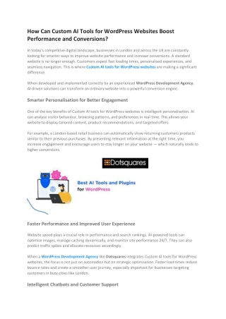 How Can Custom AI Tools for WordPress Websites Boost Performance and Conversions