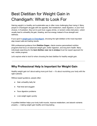 Best Dietitian for Weight Gain in Chandigarh_ What to Look For