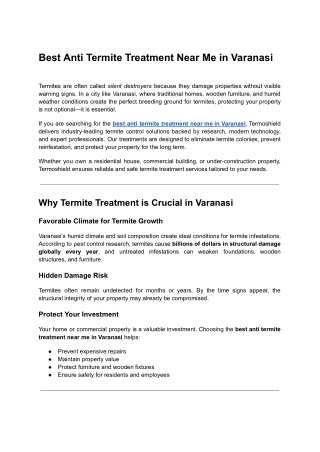 1. Best Anti Termite Treatment Near Me in Varanasi