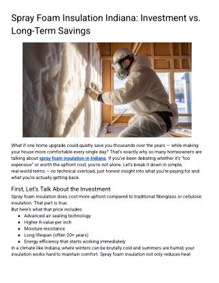 Spray Foam Insulation Indiana_ Investment vs. Long-Term Savings