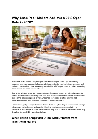 Why Snap Pack Mailers Achieve a 96% Open Rate in 2026?