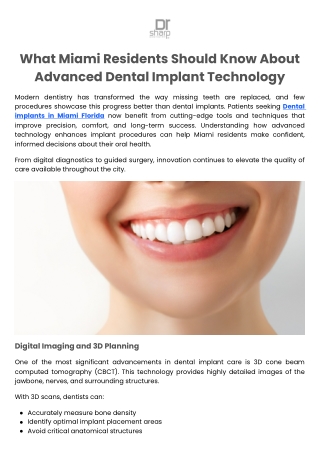 What Miami Residents Should Know About Advanced Dental Implant Technology