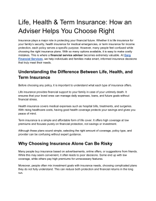Life, Health & Term Insurance_ How an Adviser Helps You Choose Right