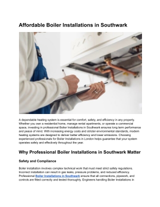 Affordable Boiler Installations in Southwark