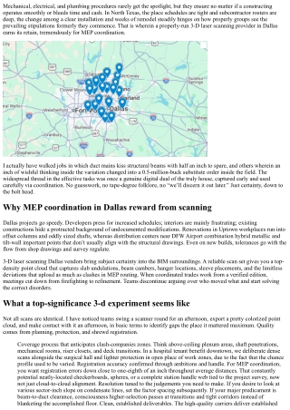 3-d Laser Scanning Service Dallas for MEP Coordination
