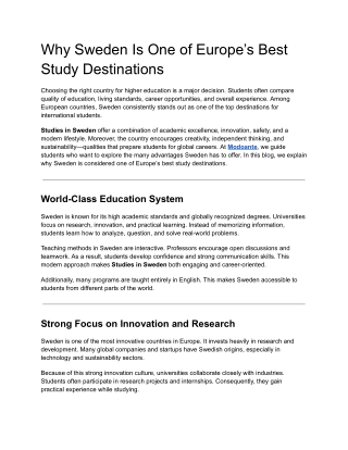 Why Sweden Is One of Europe’s Best Study Destinations