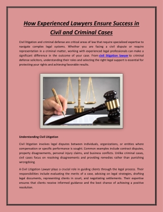 How Experienced Lawyers Ensure Success in Civil and Criminal Cases