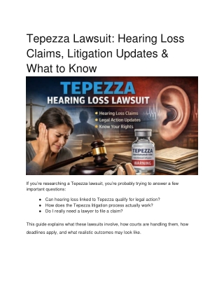 Tepezza Lawsuit: Hearing Loss Claims, MDL Updates & Legal Guide