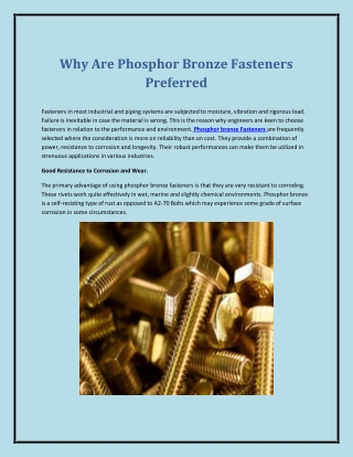 Why Are Phosphor Bronze Fasteners Preferred (1)