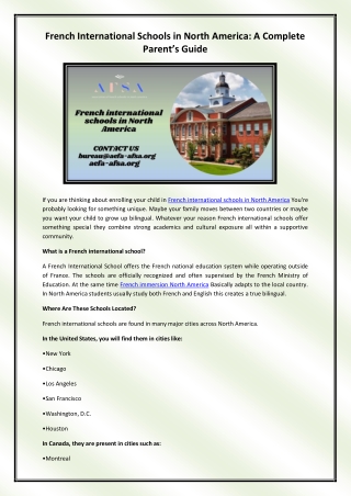 French international schools in North America