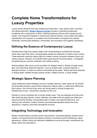 Complete Home Transformations for Luxury Properties