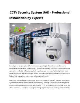 CCTV Security System UAE – Professional Installation by Experts