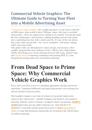 Commercial Vehicle Graphics- The Ultimate Guide to Turning Your Fleet into a Mobile Advertising Asset