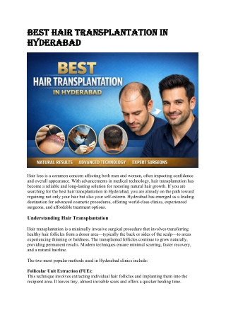 Best Hair Transplantation in Hyderabad