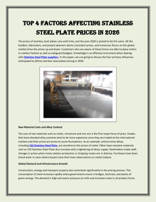 Top 4 Factors Affecting Stainless Steel Plate Prices in 2026