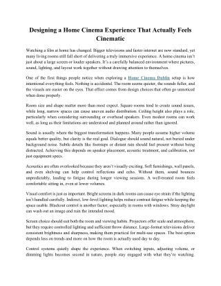 Designing a Home Cinema Experience That Actually Feels Cinematic