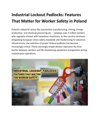 Industrial Lockout Padlocks Features That Matter for Worker Safety in Poland
