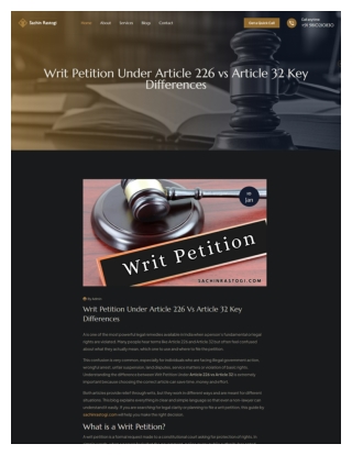 Writ Petition Under Article 226 vs Article 32 – Key Differences Explained