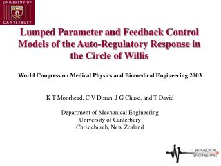 Lumped Parameter and Feedback Control Models of the Auto-Regulatory Response in the Circle of Willis