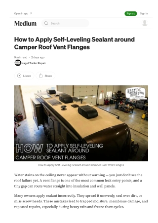 Camper Roof Vent Flange Sealing in Michigan