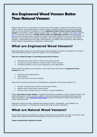 Are Engineered Wood Veneers Better Than Natural Veneers