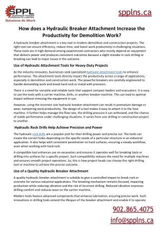 Hydraulic Breaker Attachment Increase the Productivity for Demolition Work