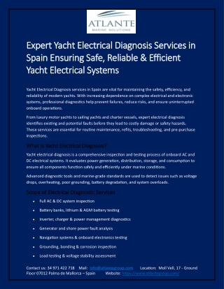 Expert Yacht Electrical Diagnosis Services in Spain Ensuring Safe, Reliable & Ef