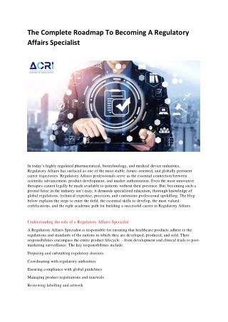 The Complete Roadmap To Becoming A Regulatory Affairs Specialist