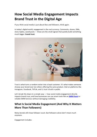 How Social Media Engagement Impacts Brand Trust in the Digital Age