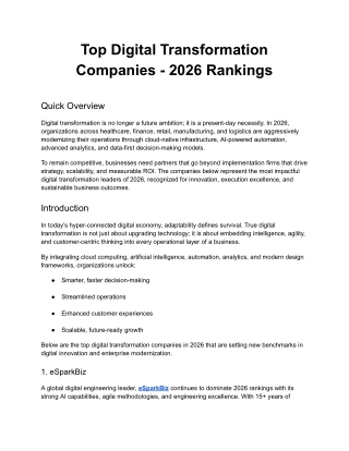 Top Digital Transformation Companies - 2026 Rankings
