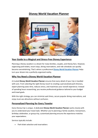 Disney World Vacation Planner - Vacations by Shelly